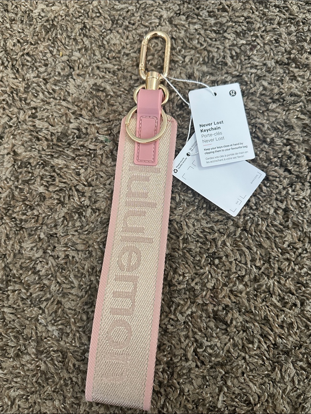 lululemon athletica Never Lost Keychain Strap in Pink and Gold